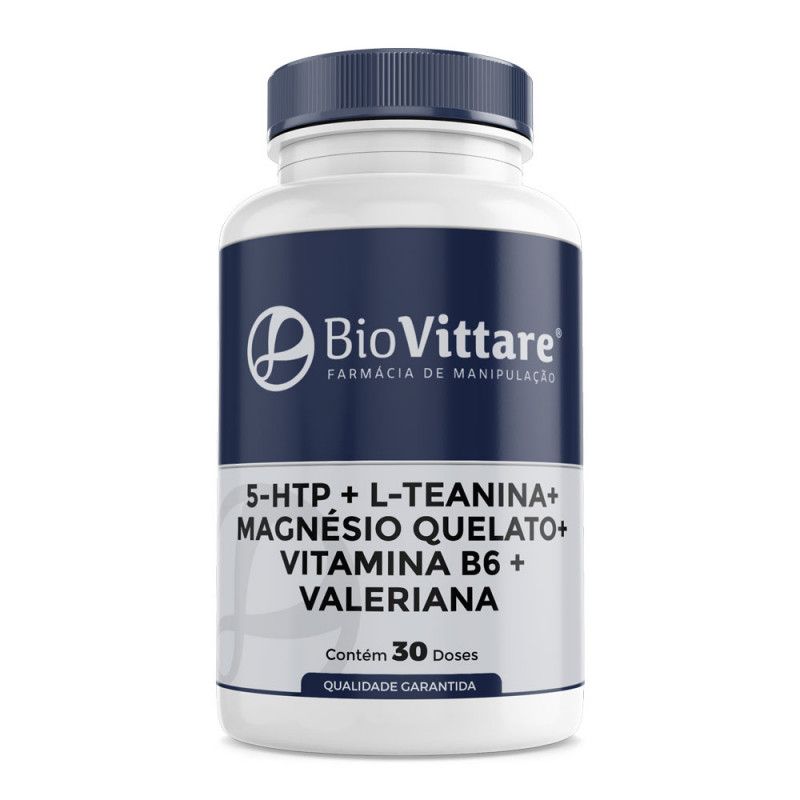 5HTP + L-Teanina + Magnésio Quelato + Vitamina B6 + Valeriana 30 Doses 
