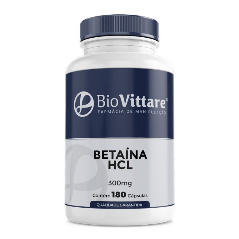 Betaína HCl (Cloridrato de Betaína) 300mg 180 Cápsulas