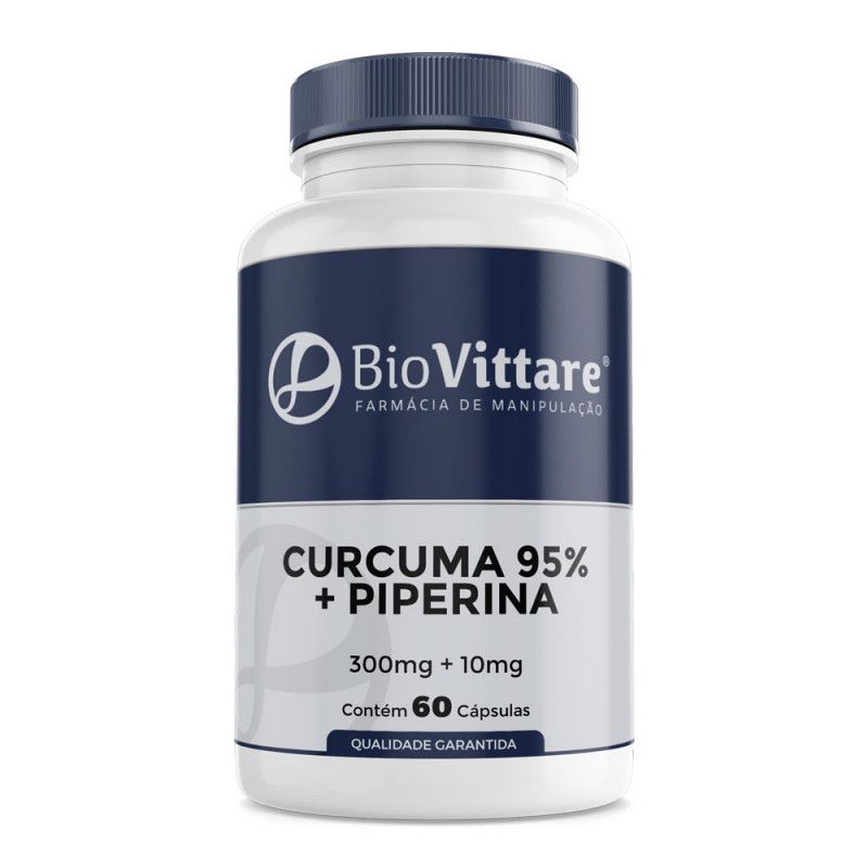 Curcuma Longa (95% Curcumina) 300mg + Piperina 10mg 60 Cápsulas