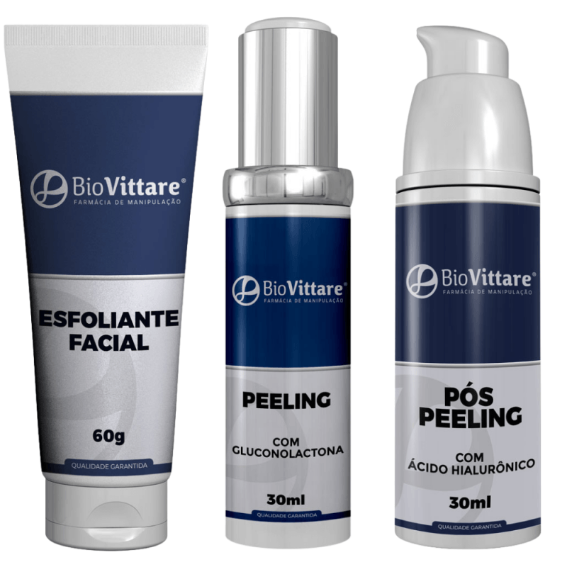 Combo Peeling em Casa | Esfoliante Facial + Peeling com Gluconolactona + Pós-Peeling
