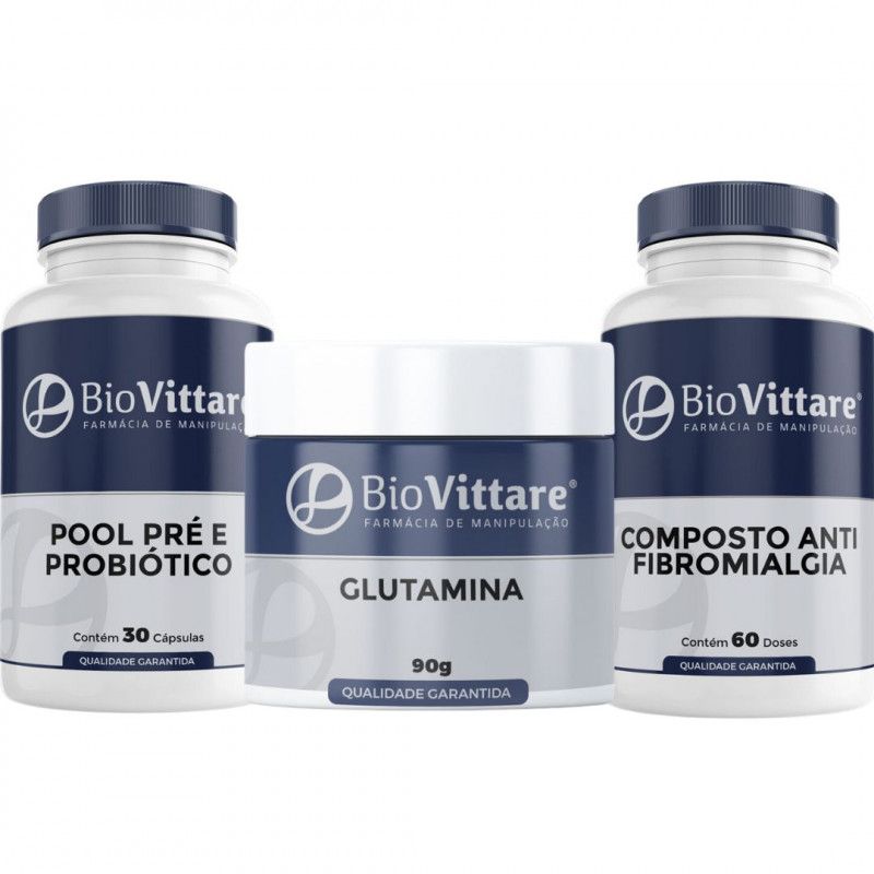 Kit Anti Fibromialgia | Glutamina + Pool Probiótico + Composto Anti Fibromialgia