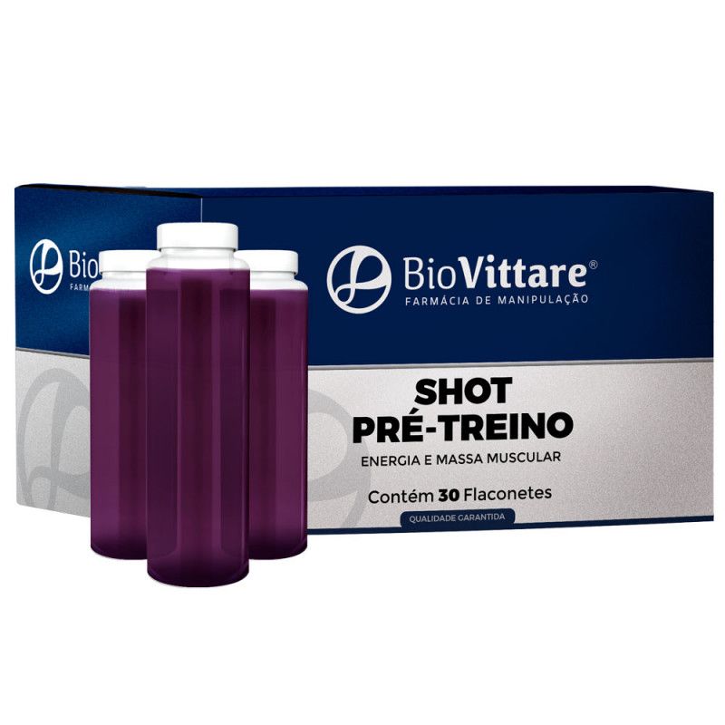 Shot Pré Treino 30 Flaconetes | Com Beta Alanina, Creatina, HMB e L-Carnitina