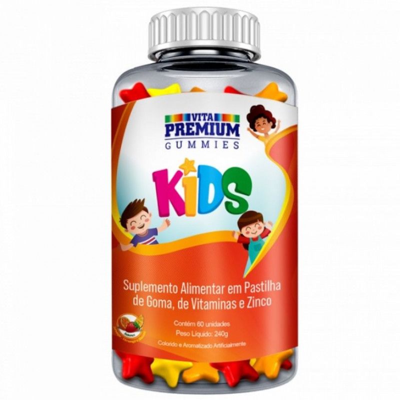 Vita Premium Kids Multivitamínico 60 Gomas Mastigáveis Sabor Laranja, Morango e Abacaxi