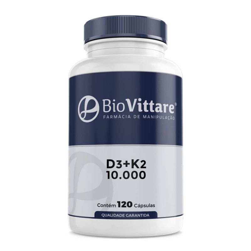 D3+K2 10.000 (Vitamina D3 10.000 UI + K2 200mcg) 120 Cápsulas