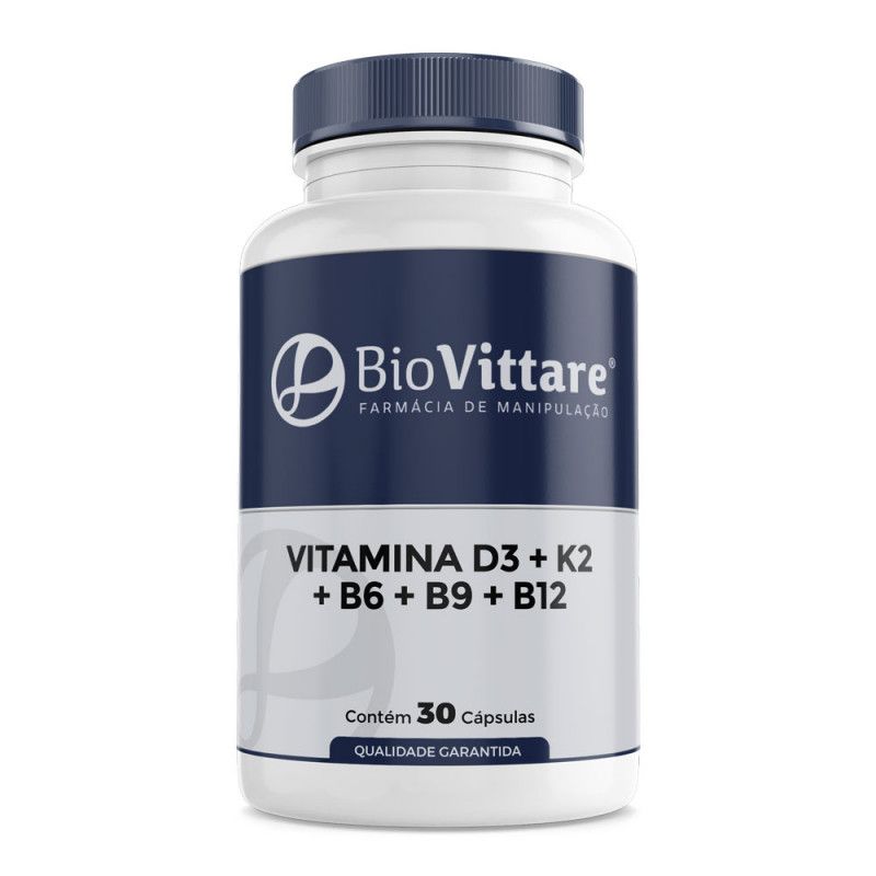 Vitamina D3 + K2 + B6 + B9 + B12 | 30 Cápsulas