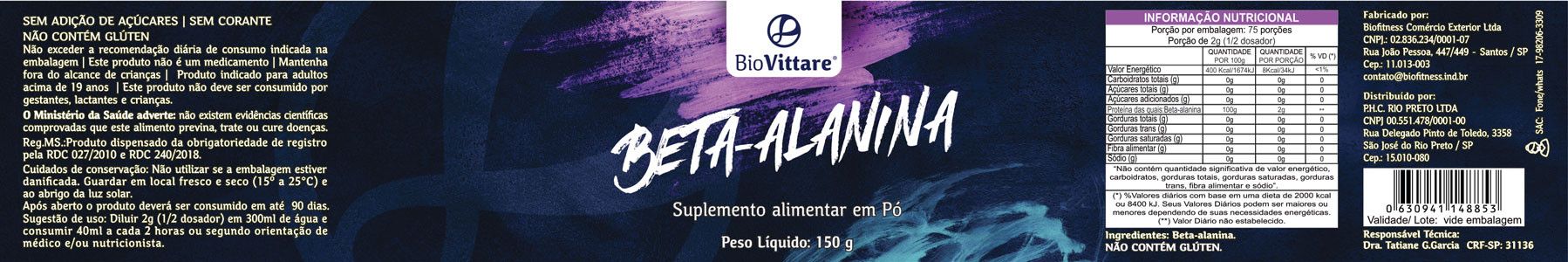 O que é o Beta Alanina BioVittare 150g