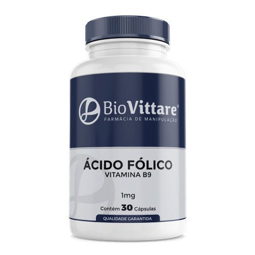 Ácido Fólico (Vitamina  B9) 1mg 30 Cápsulas