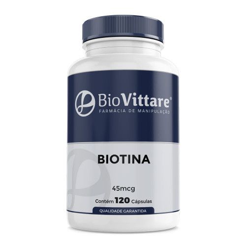 Biotina (Vitamina B7) 45mcg 120 Cápsulas – Beleza dos Cabelos, Pele e Unhas
