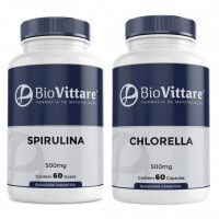 Combo Spirulina 500mg 60 Doses + Chlorella (Clorela) 500mg 60 Cápsulas